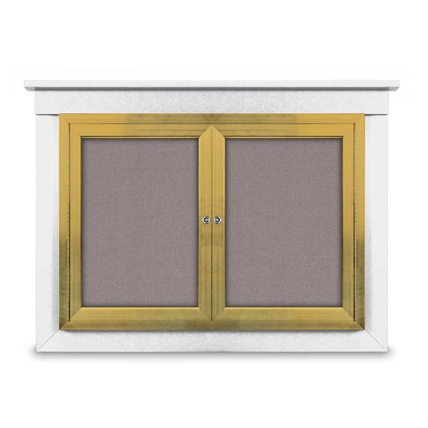 United Visual Products 48"x36" 2-Door Enclosed Letterboard, Blue Vinyl/Lt Oak UV2624O-LTOAK-BARBLU - main
